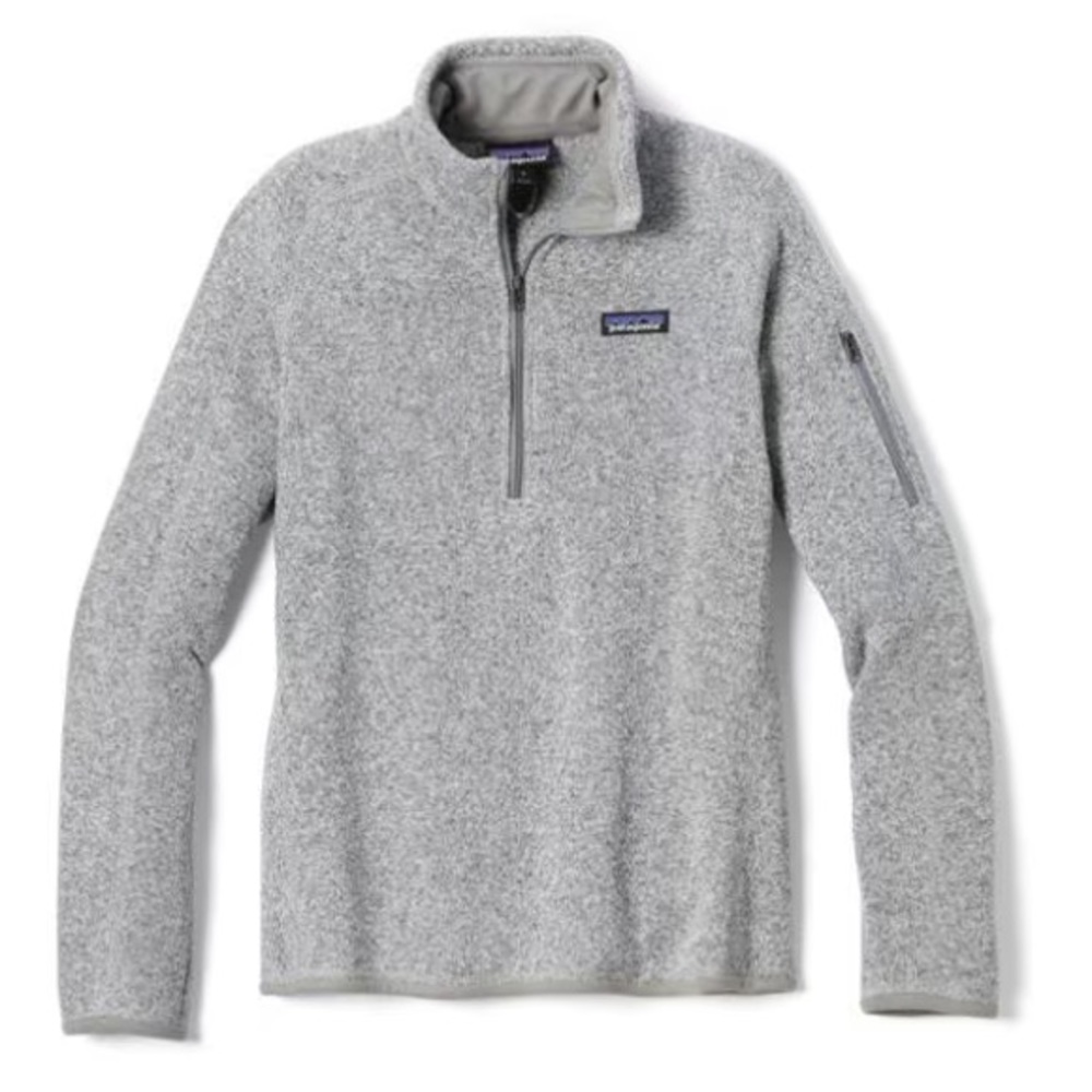 patagonia women’s better sweater size M quarter zip fleece birch white / gray